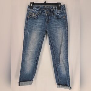 Miss Me Raw Hem Skinny Cropped Jeans Size 28